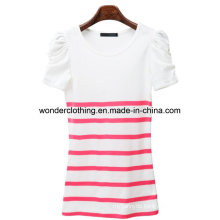 Stripe Fashion Summer Round Neck Cotton Wholesale Girl T Shirt